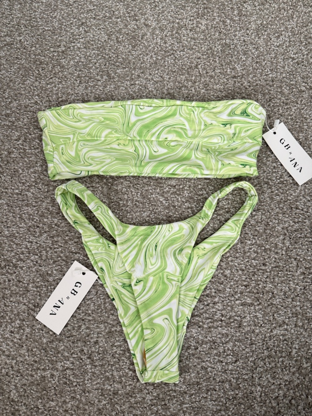 GB+ANA Lime Green Swirl Bandeau Bikini